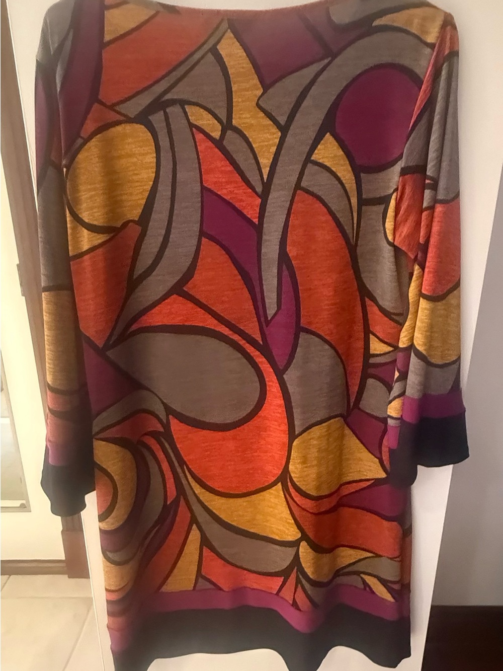 Orange, Purple and Gold Abstract-Print dress - Picture 2 of 3
